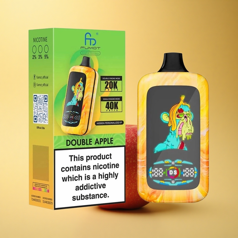 Fumot Digital Monkey 20000/40000 Puffs Dvojno Jabolko z Dvojnim Motorjem in Mrežasto Tuljavo