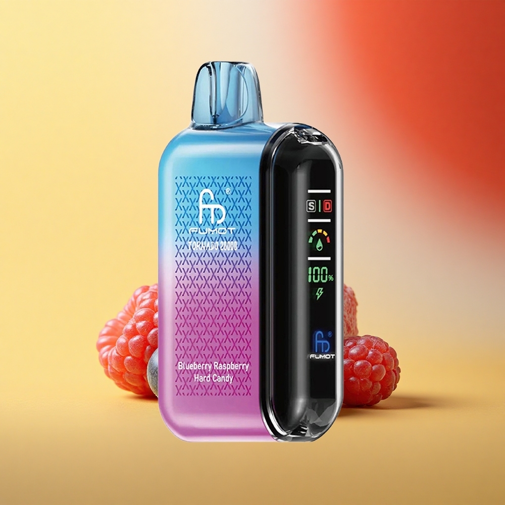 Fumot Tornado 20000 Puffs Borova Malina Hard Candy z Dual Mesh Coil in 20ml E-liquid Capacity