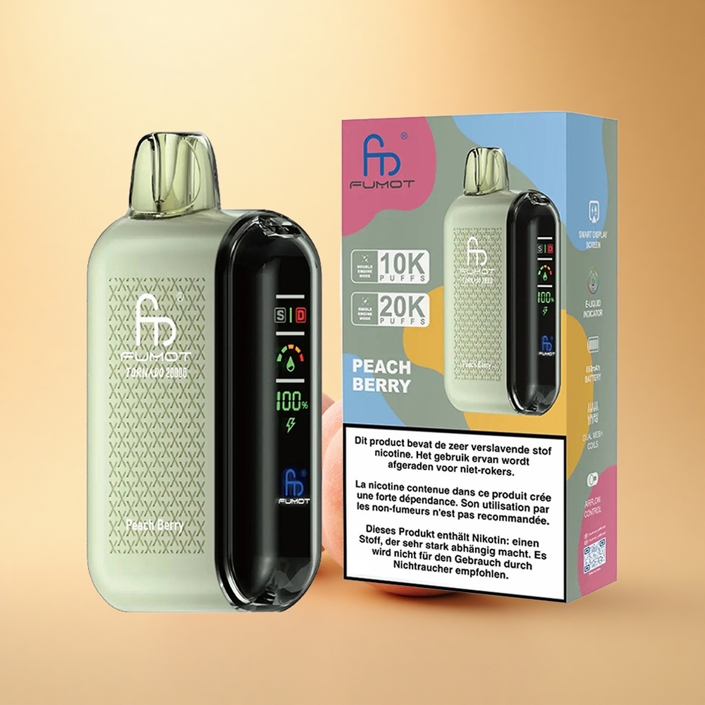 Fumot Tornado 20000 Puffs Breskevi Jagoda Dvojni Mesh 20ml