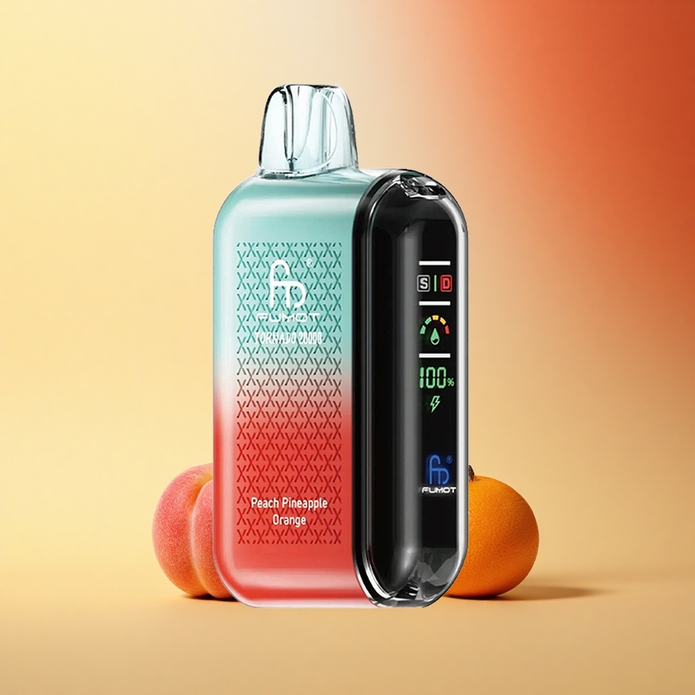 Fumot Tornado 20000 Puffs Breskva Ananas Pomaranča Dvojno Mrežasto Navitje 20ml