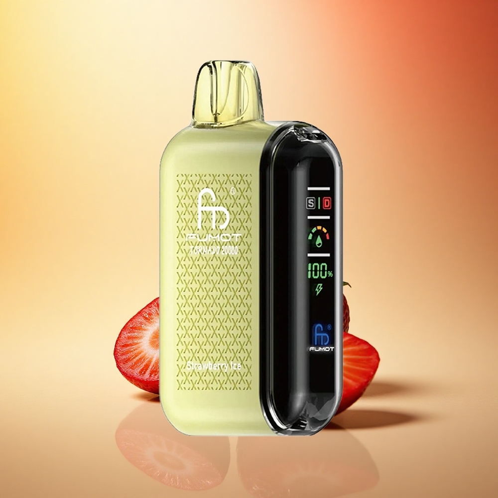 Fumot Tornado 20000 Puffs Jagodni Led z Dvojno Mrežno Tuljavo in Nastavljivim Pretokom Zraka