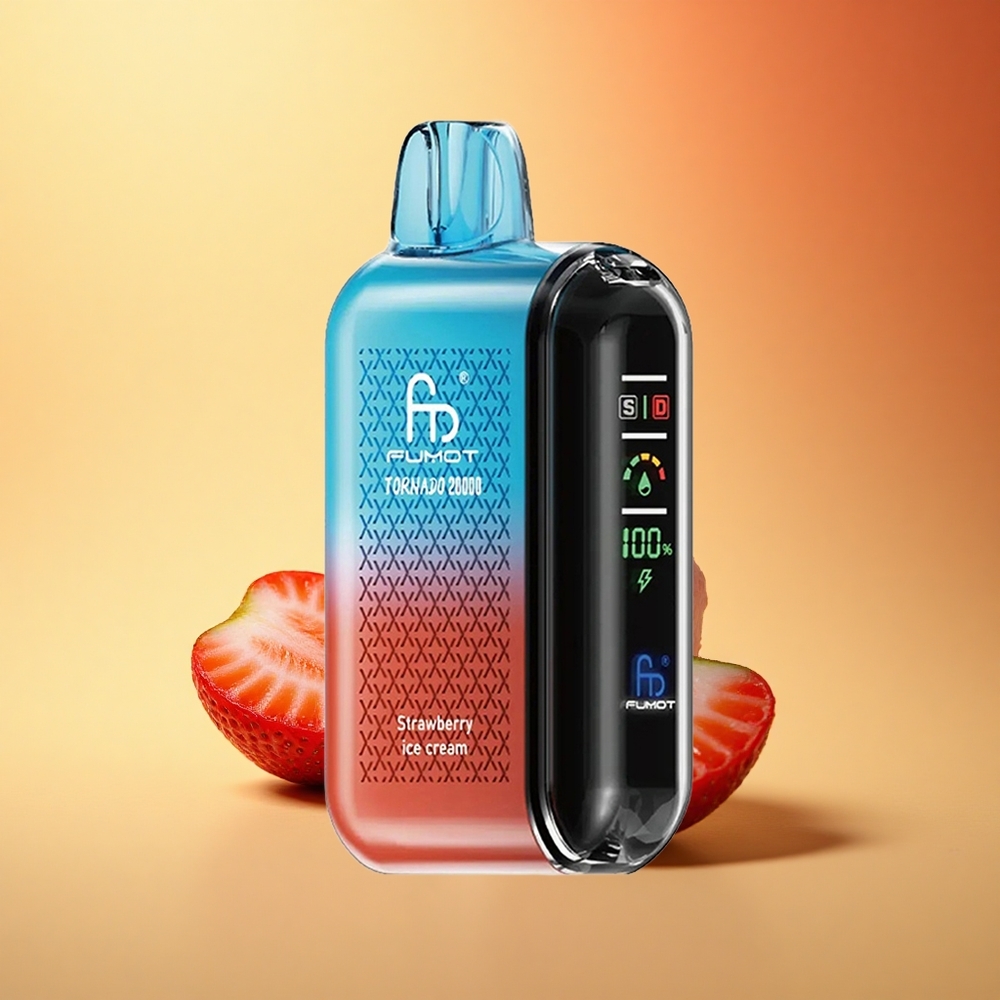 Fumot Tornado 20000 Puffs Jagodni Sladoled z Dvojno Mrežo in Pametnim Zaslonom