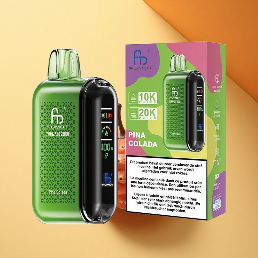 Fumot Tornado 20000 Puffs Kolibrični Dvojni Motor z Pametnim Zaslonom