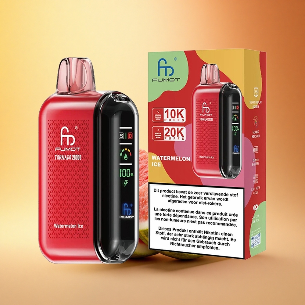 Fumot Tornado 20000 Puffs Lubenica Ledeni z Dual Mesh Coil in 20ml E-tekočina