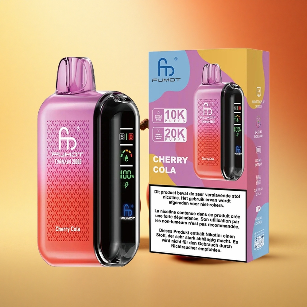 Fumot Tornado 20000 Puffs Češnjeva Kola z Dual Mesh Coil in 20ml E-tekočino