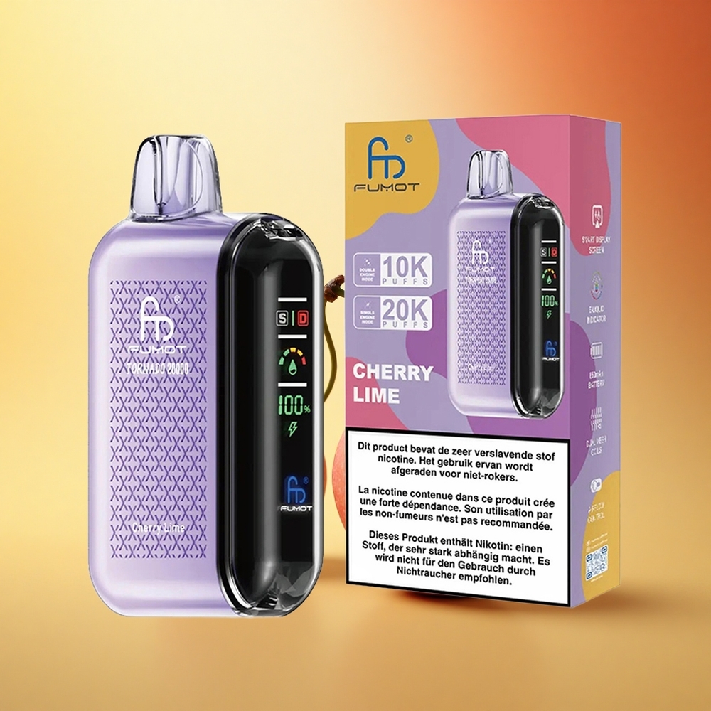 Fumot Tornado 20000 Puffs Češnjevo Limeta Dual Mesh 20ml