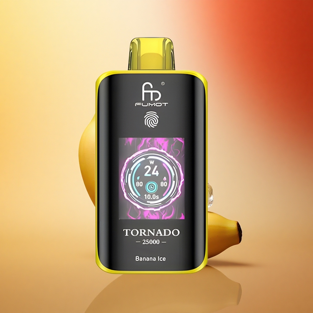 Fumot Tornado 25000 Puffs Banana Ledno z HD Zaslonom in 700mAh Baterijo