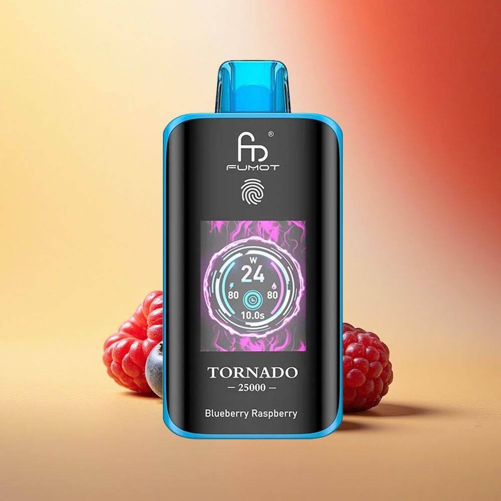 Fumot Tornado 25000 Puffs Borova Malina HD Ekran 700mAh Tip-C