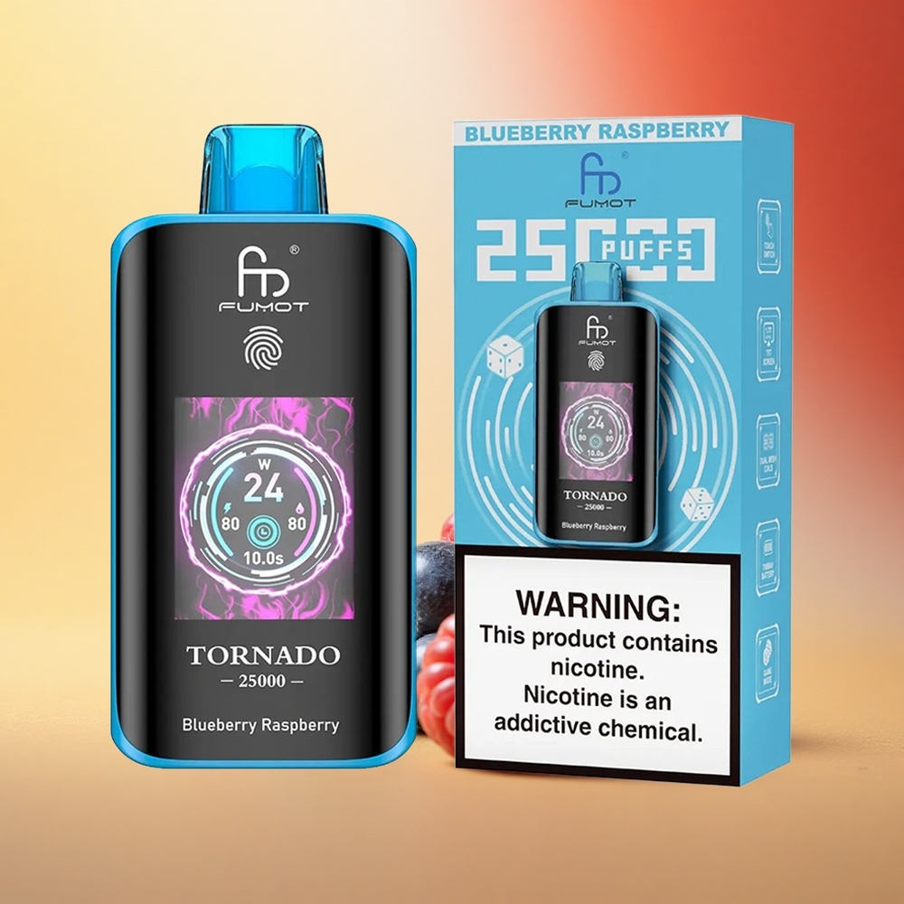 Fumot Tornado 25000 Puffs Borova Malina HD Ekran 700mAh Tip-C