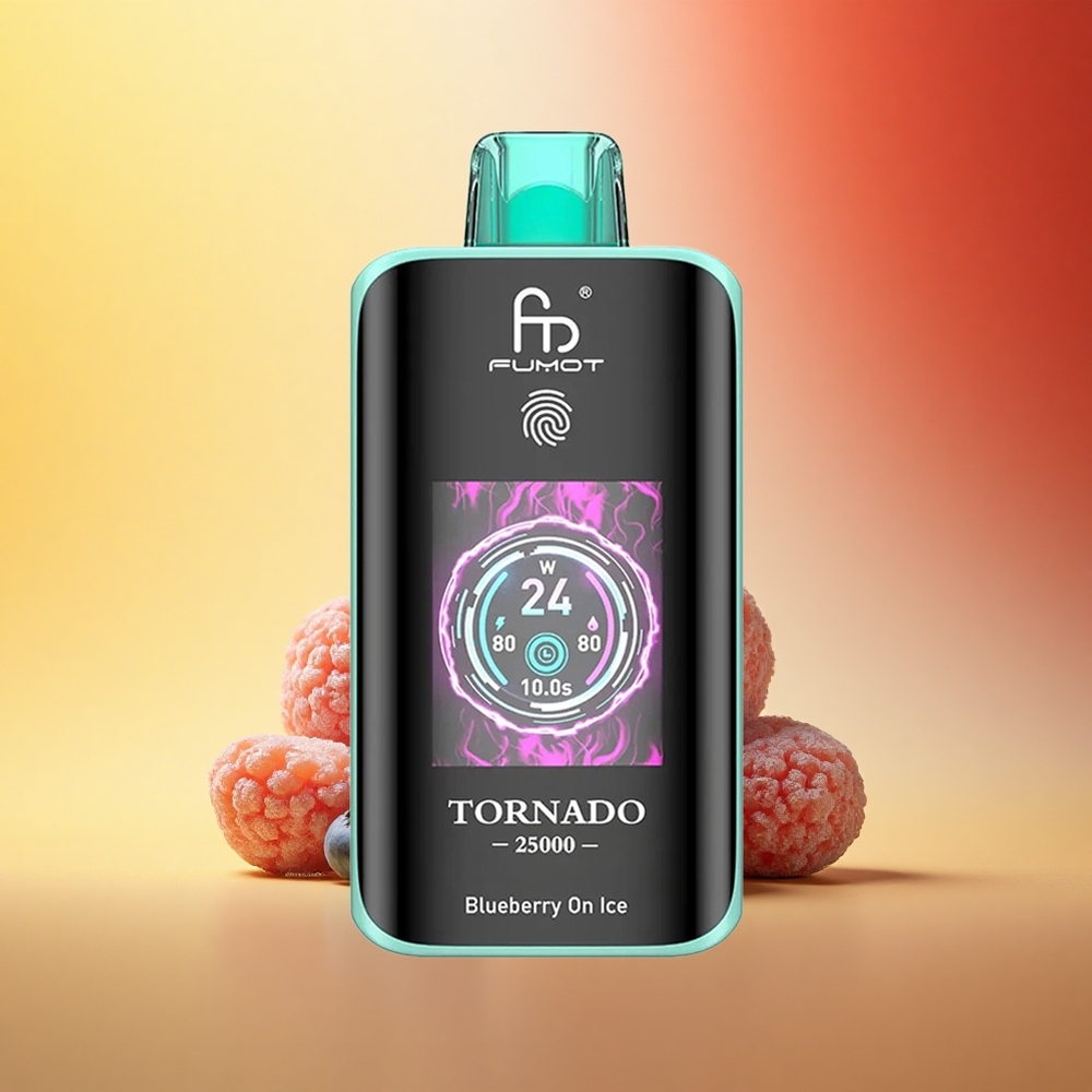 Fumot Tornado 25000 Puffs Borovnica Na Ledu z HD Zaslonom in 700mAh Baterijo