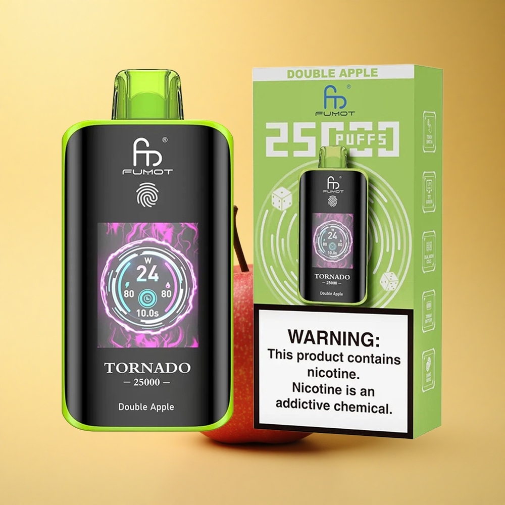 Fumot Tornado 25000 Puffs Dvojno Jabolko HD Ekran 700mAh