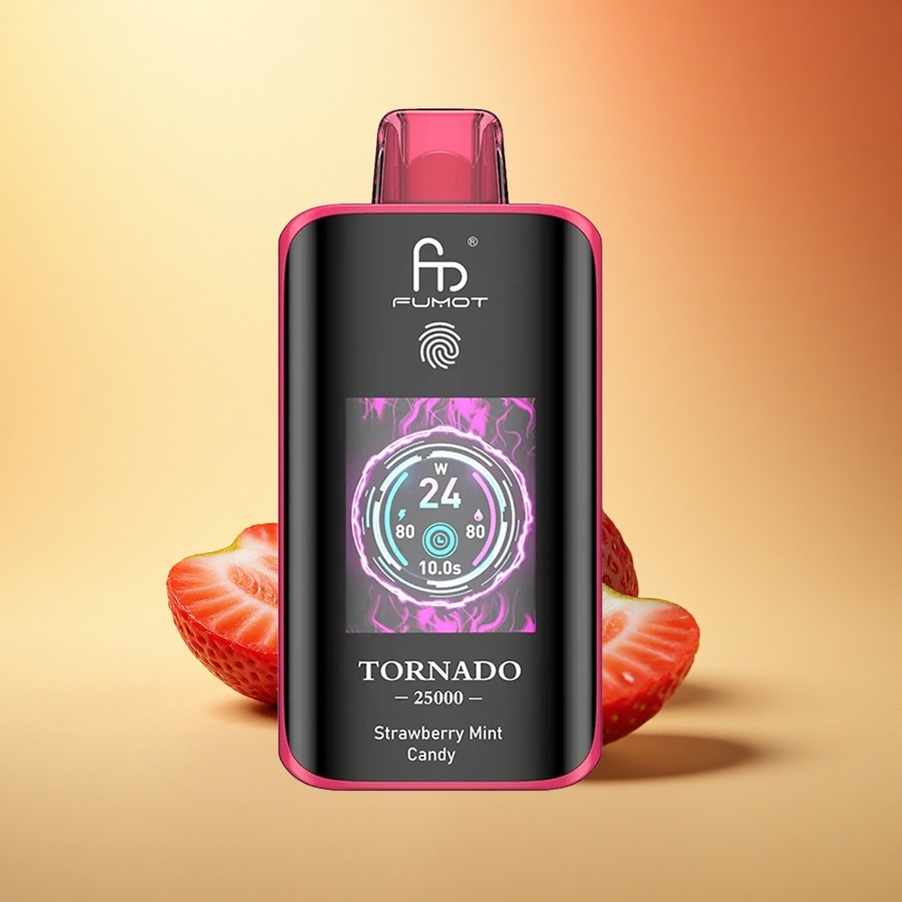 Fumot Tornado 25000 Puffs Jagoda Meta Sladkost HD Ekran 700mAh