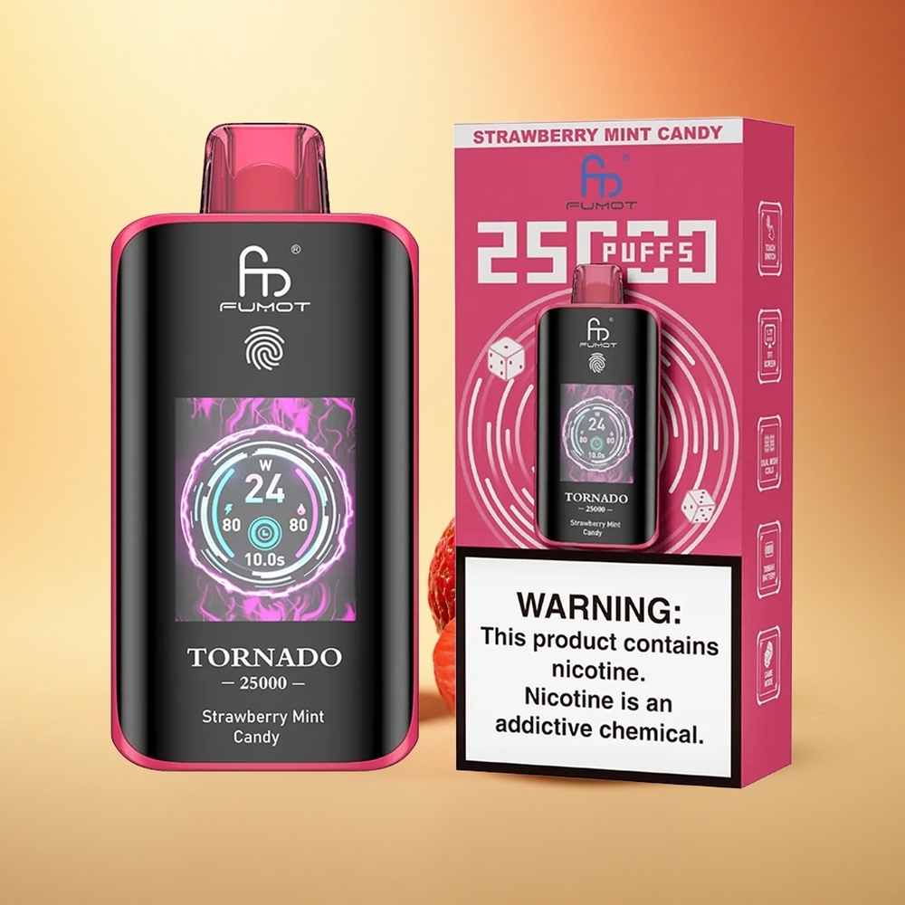 Fumot Tornado 25000 Puffs Jagoda Meta Sladkost HD Ekran 700mAh