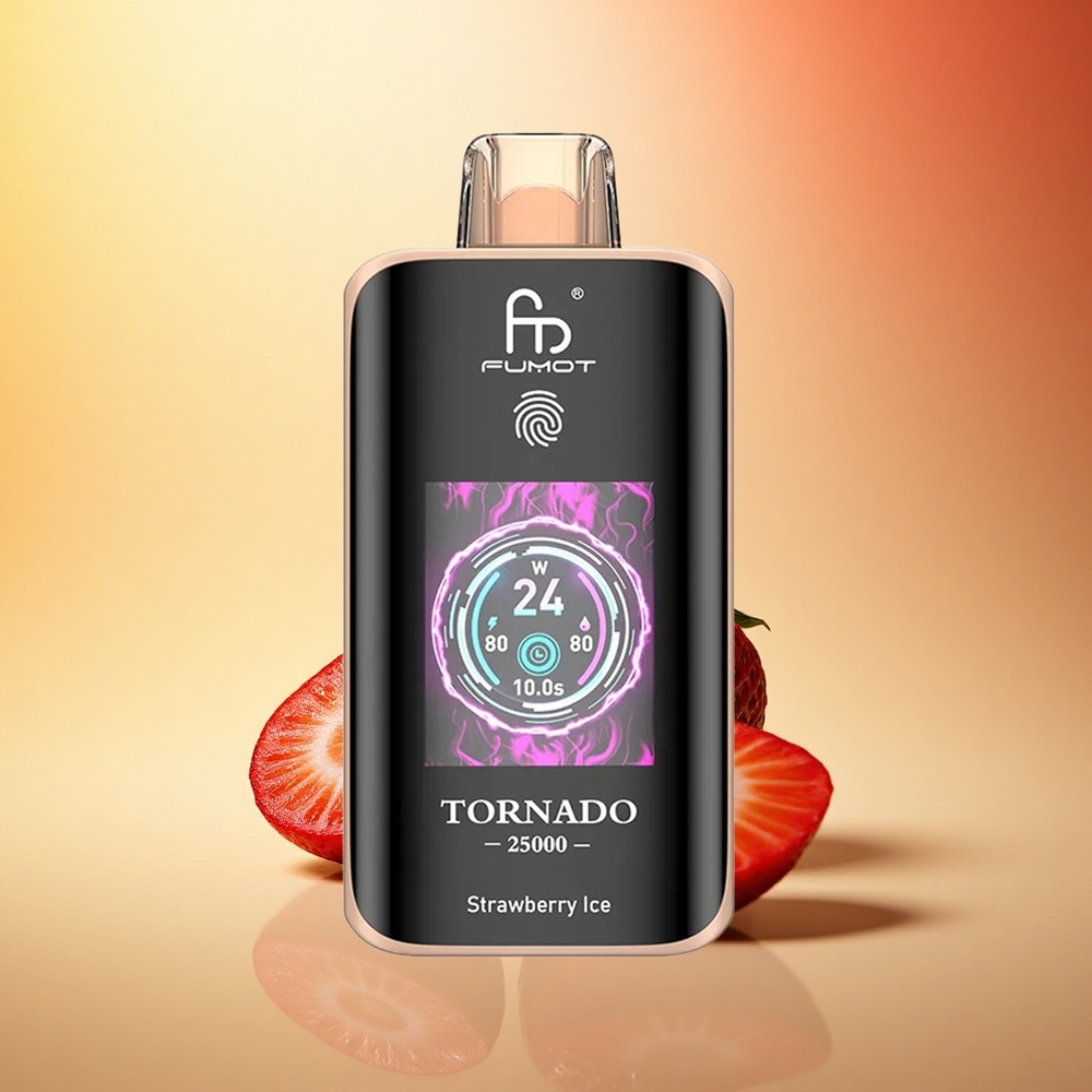 Fumot Tornado 25000 Puffs Jagodni Led z HD Zaslonom in 700mAh Baterijo