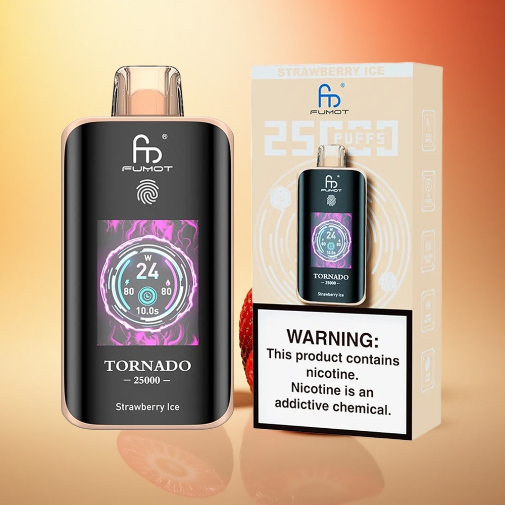Fumot Tornado 25000 Puffs Jagodni Led z HD Zaslonom in 700mAh Baterijo