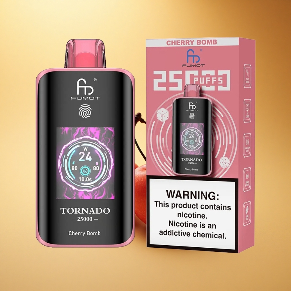 Fumot Tornado 25000 Puffs Češnjev Naboj HD Ekran 700mAh 20ml