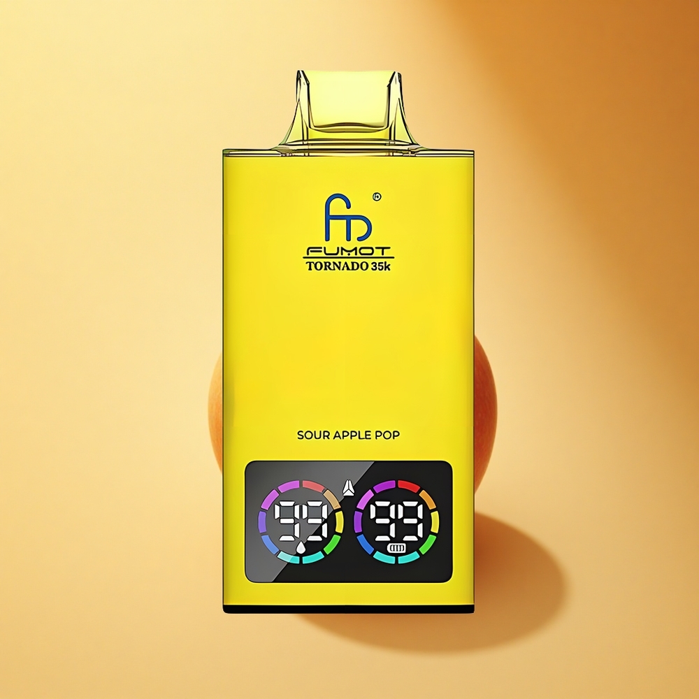 Fumot Tornado 35000 Puffs Kislo Jabolko Pop Dvojni Mrežni Tuljak Hitro Polnjenje