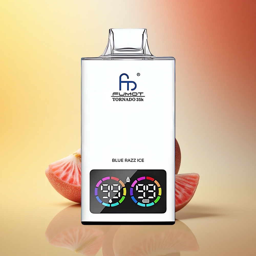 Fumot Tornado 35000 Puffs Modra Malina Led z Dvojno Mrežico in Hitrim Polnjenjem