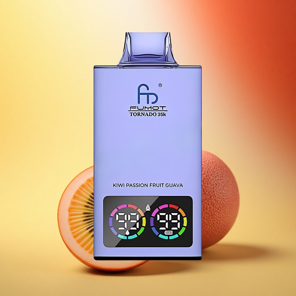 Fumot Tornado 35000 Puffs Pasijonasti Guava z Dvojno Mrežo in Hitrim Polnjenjem
