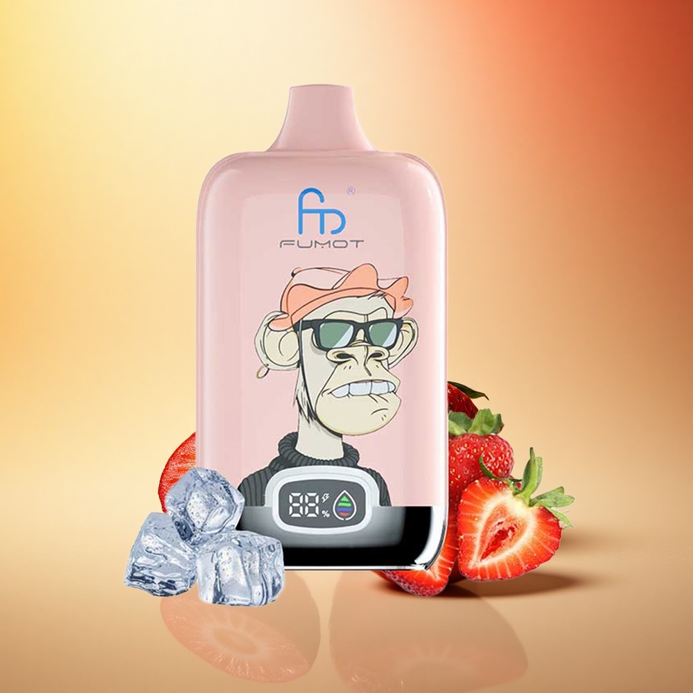 Fumot Tornado Digital Box 12000 Puffs Jagodni Led z Mrežasto Tuljavo in Tip-C Polnjenjem