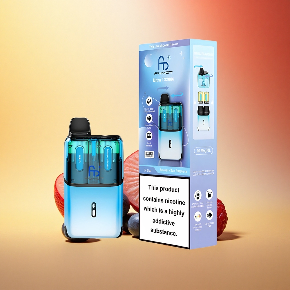 Fumot Ultra T32000 Puffs Dr Modra - Borovnica Kisla Malina z Napredno Mrežno Tuljavo in Hitrim Polnjenjem Type-C