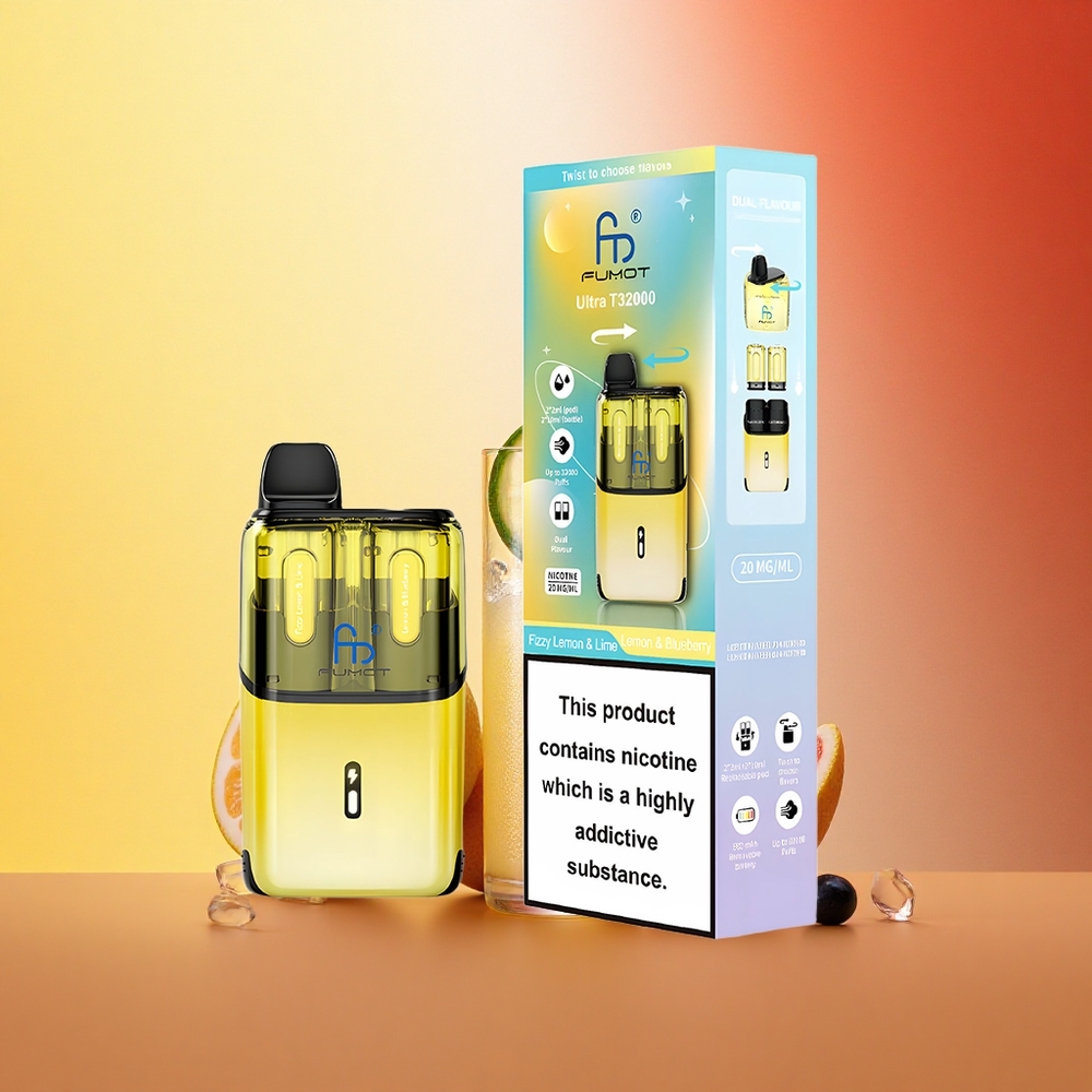 Fumot Ultra T32000 Puffs Gazirani Limona & Borovnica - Hitro Polnjenje & Napredna Mrežna Tuljava