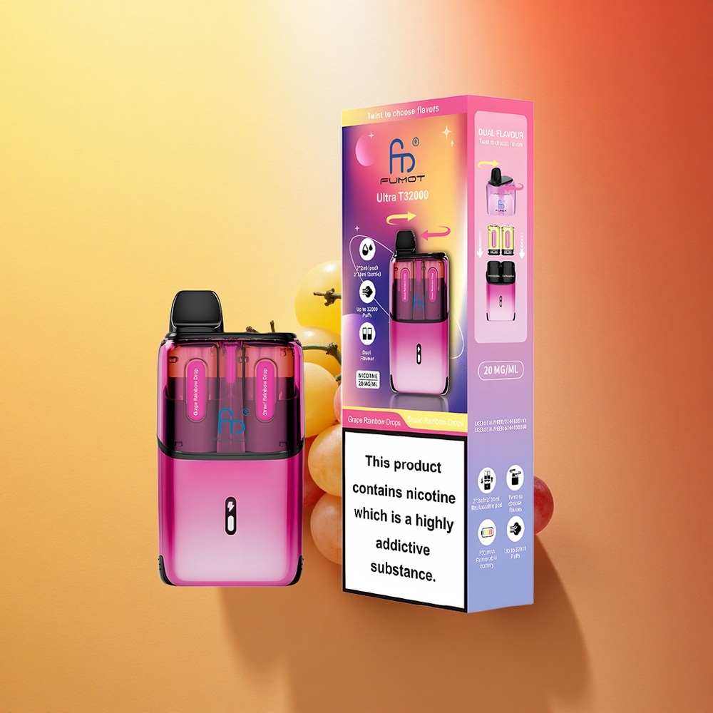 Fumot Ultra T32000 Puffs Grozdovi Mavrice - Slamnati Mavricni Kaplji z 800mAh in 24ml