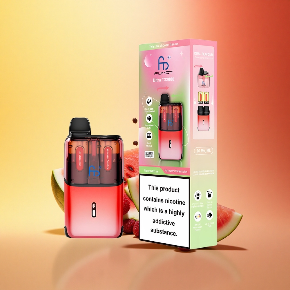 Fumot Ultra T32000 Puffs Lubenica Malina Ledeni z Napredno Mrežasto Tuljavo in Hitrim Polnjenjem Type-C