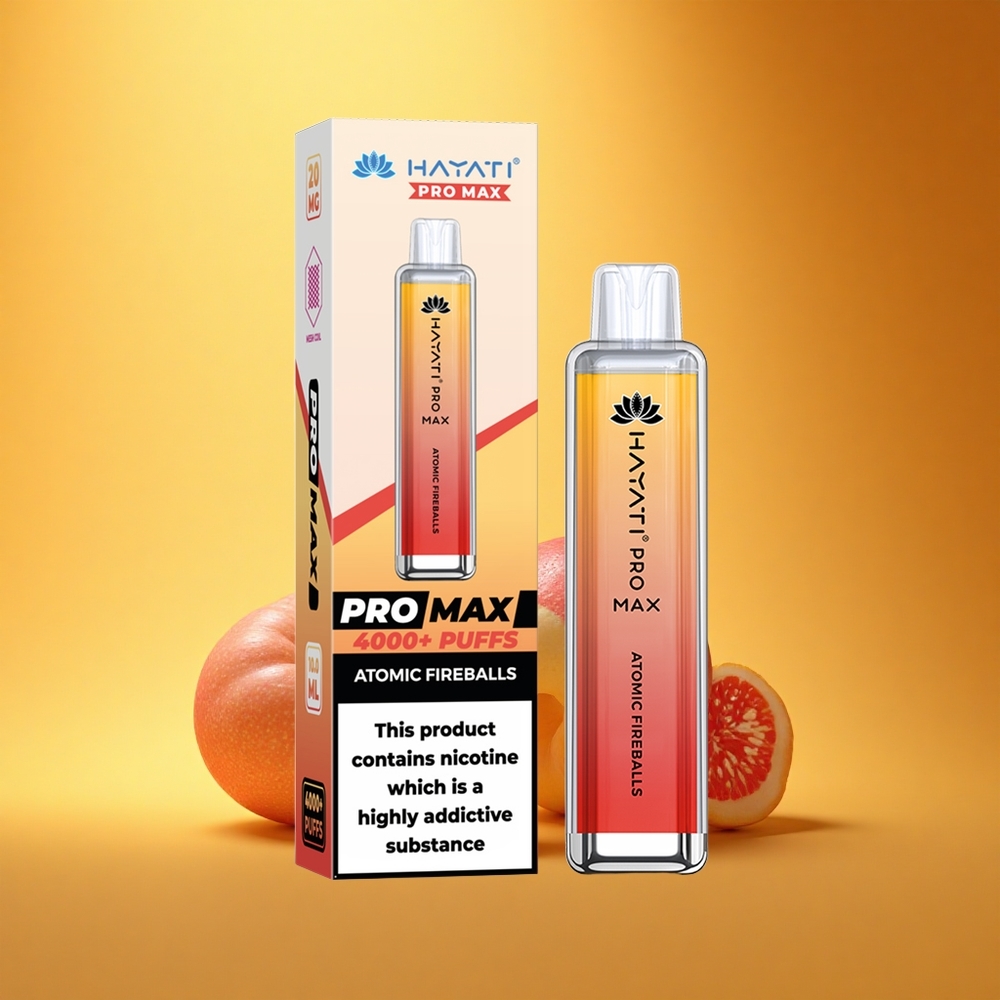 Hayati Pro Max 4000 Puffs Atomski Ognjeni Krogli z 2ml Rezervoarjem in 1400mAh Baterijo