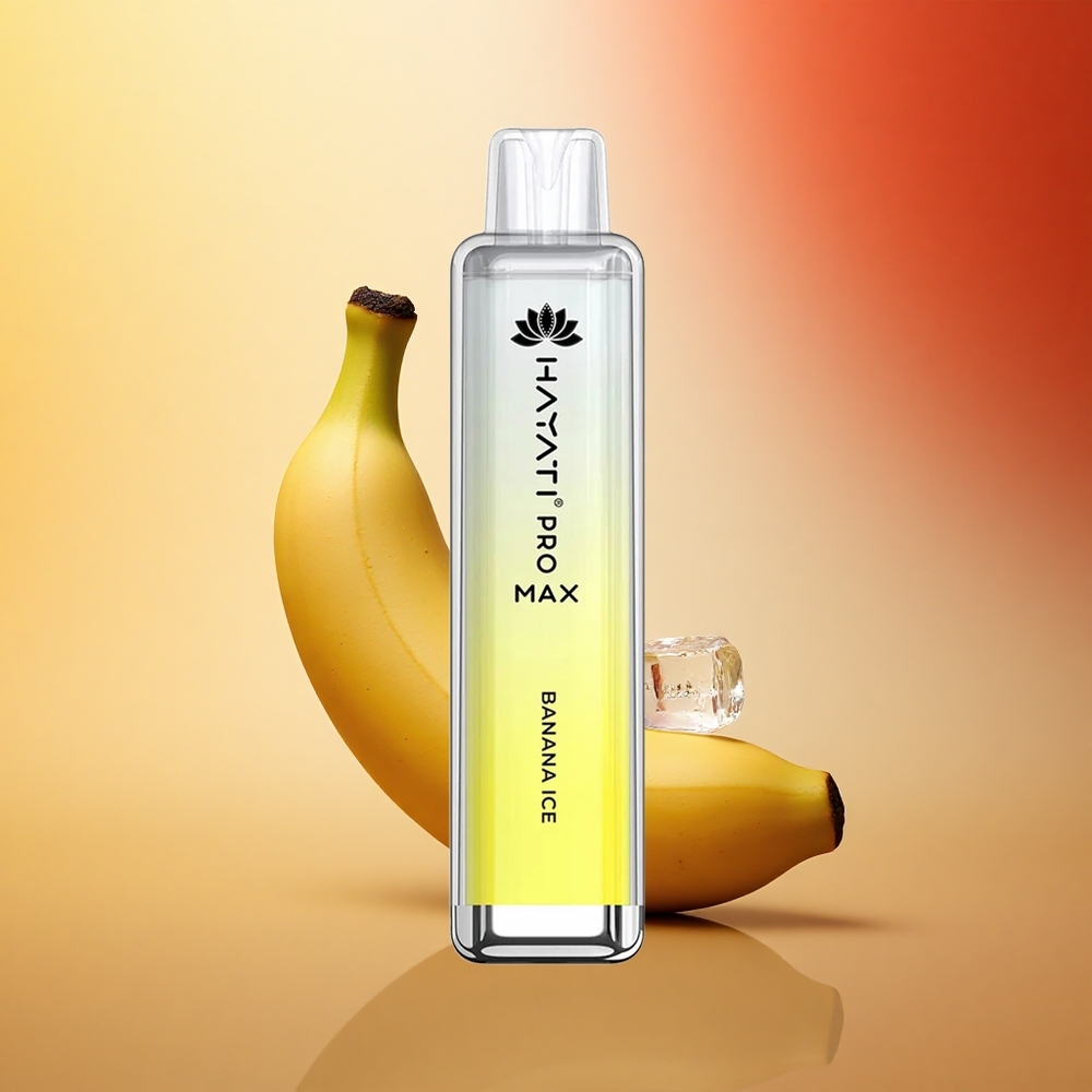 Hayati Pro Max 4000 Puffs Banana Ledno z Dual 1.1 Ohm in Kristalni Izgled