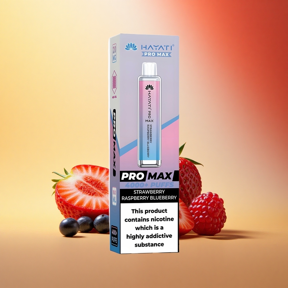 Hayati Pro Max 4000 Puffs Jagoda Malina Borovnica Dual Coil Rechargeable Crystal