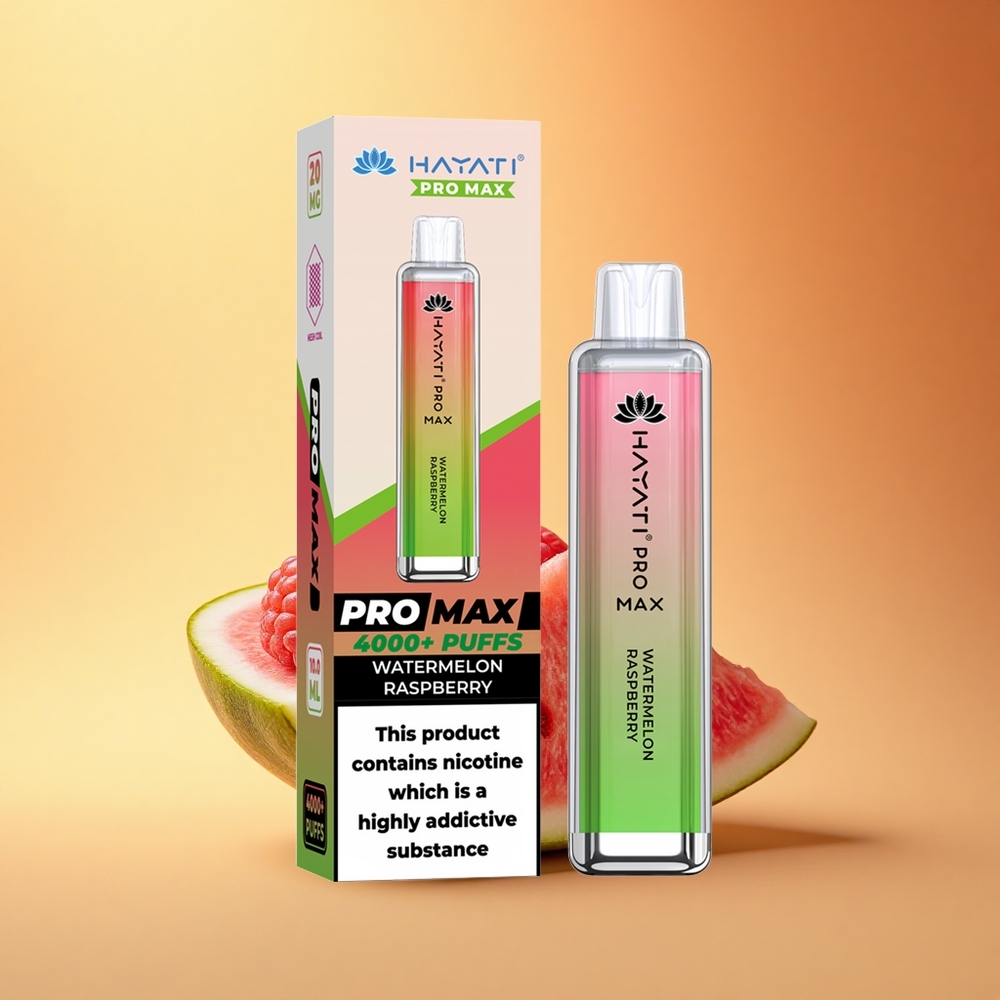 Hayati Pro Max 4000 Puffs Lubenica Malina Dual Coil 2ml Rechargeable
