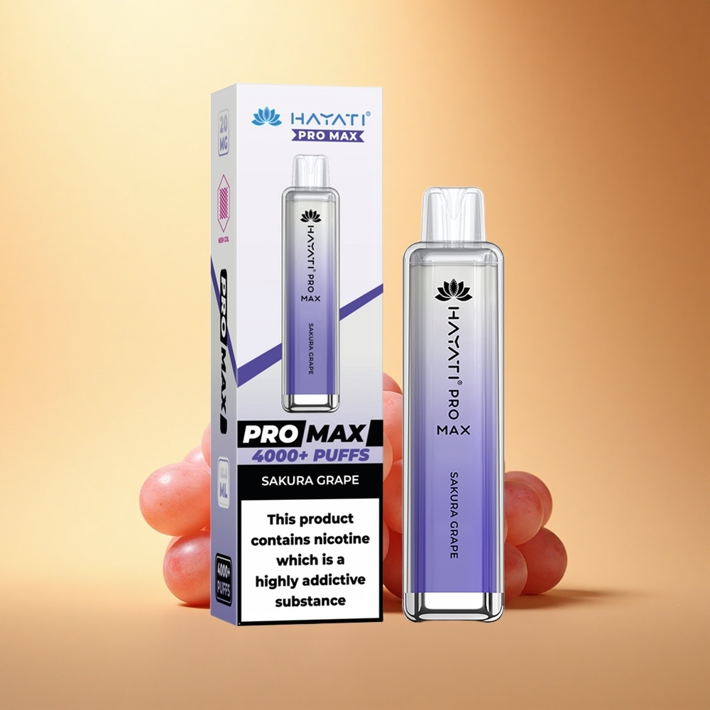 Hayati Pro Max 4000 Puffs Češnjevo Grozdje Dual Coil 1400mAh LED