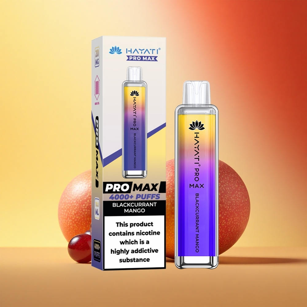 Hayati Pro Max 4000 Puffs Črni ribez manga dvojni 1,1 Ohm omrežna tuljava kristalni videz
