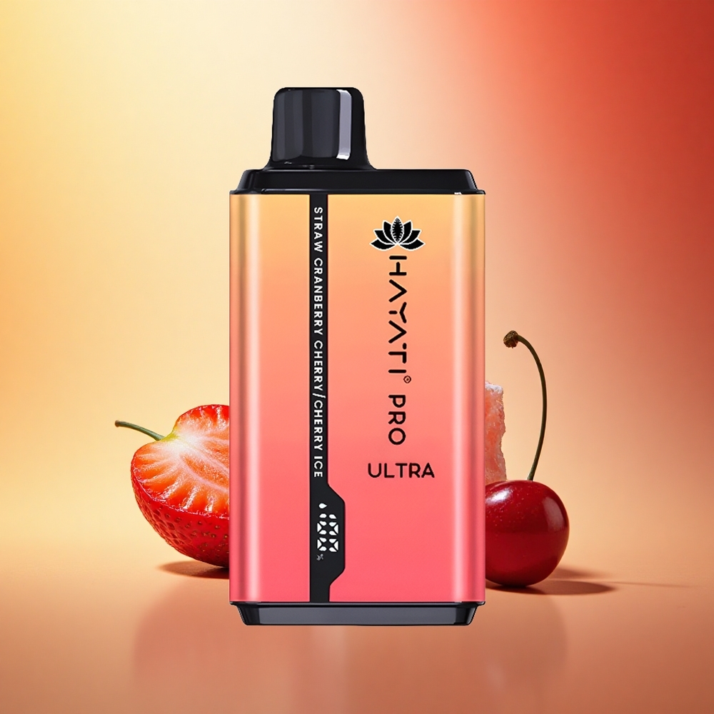 Hayati Pro Ultra 15000 Puffs Jagoda Brusnica Češnja Led z 850mAh in 2% Nikotina