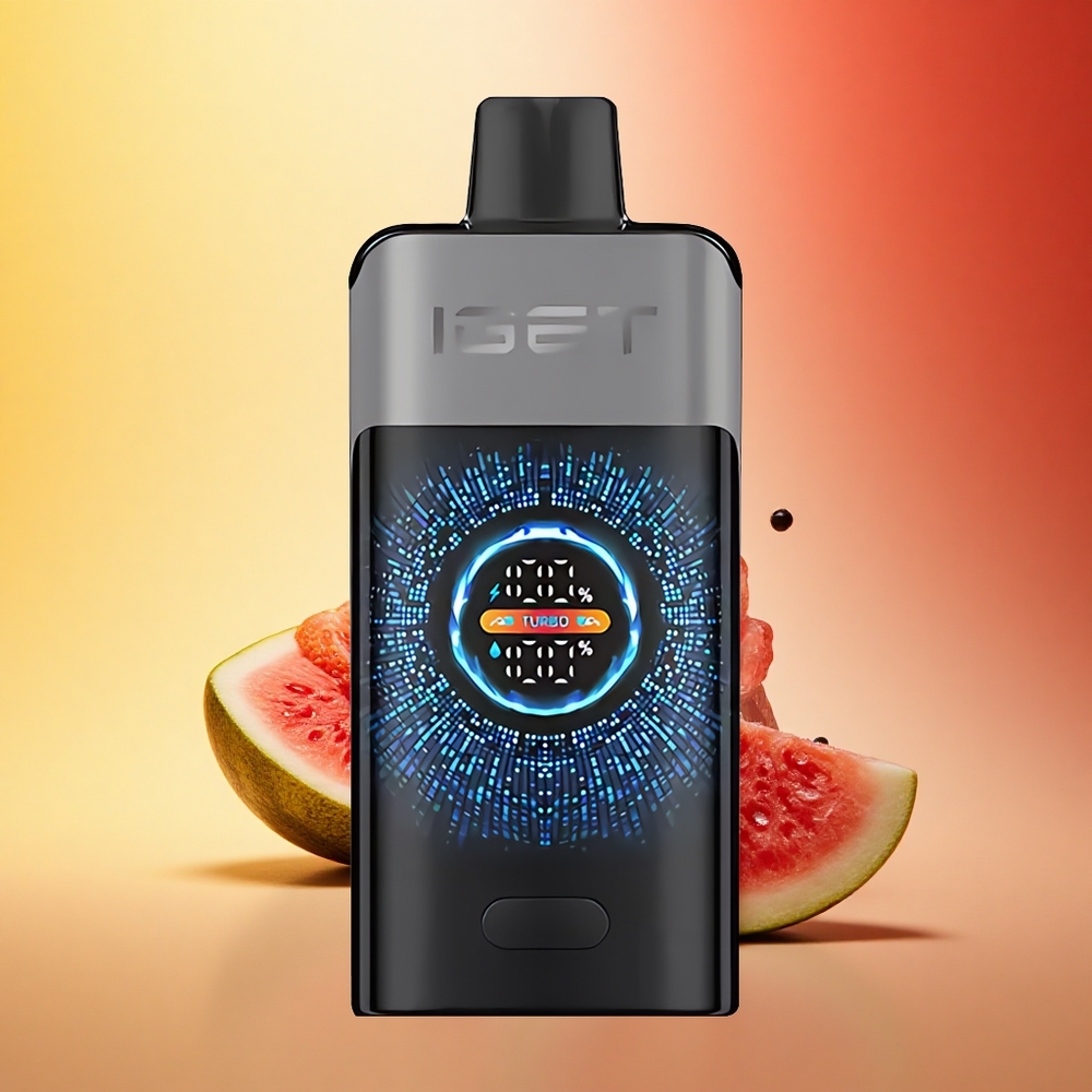 IGET ONE 12000 Puffs Jagoda Lubenica Led z Velikim Ukrivljenim Barvnim Zaslonom in Dvojno Mrežno Tuljavo