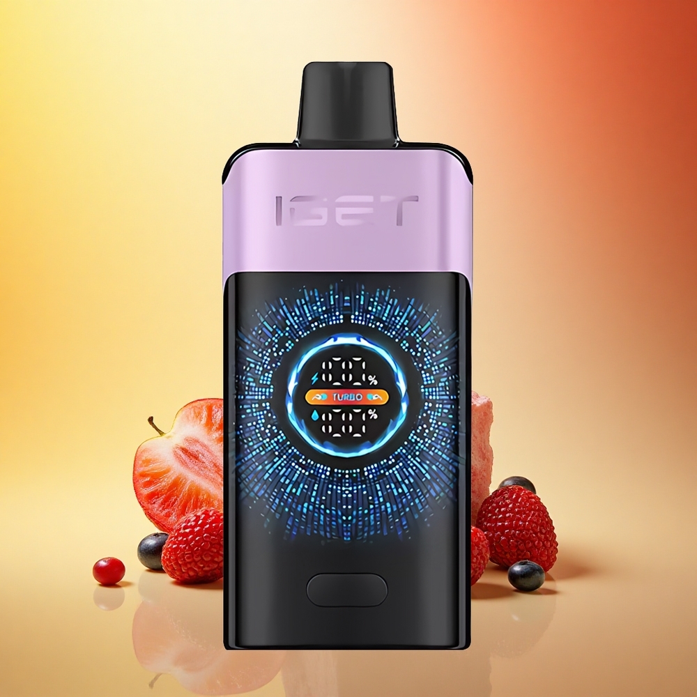 IGET ONE 12000 Puffs Mešane Jagode Led z Velikim Ukrivljenim Barvnim Zaslonom in 2700 mAh Baterijo