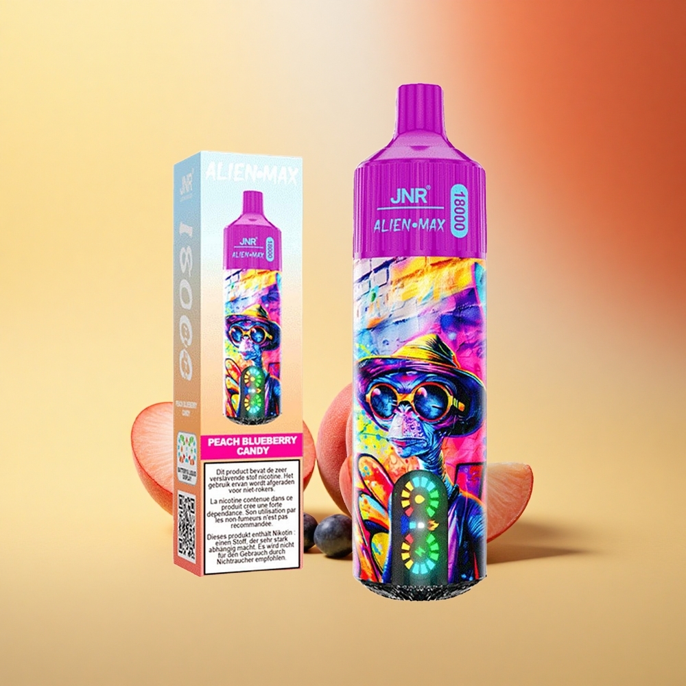JNR Alien Max 18000 Breskeva Borovnica Sladkarija z Dvojno Mrežno Tuljavo in Hitrim Polnjenjem Type-C