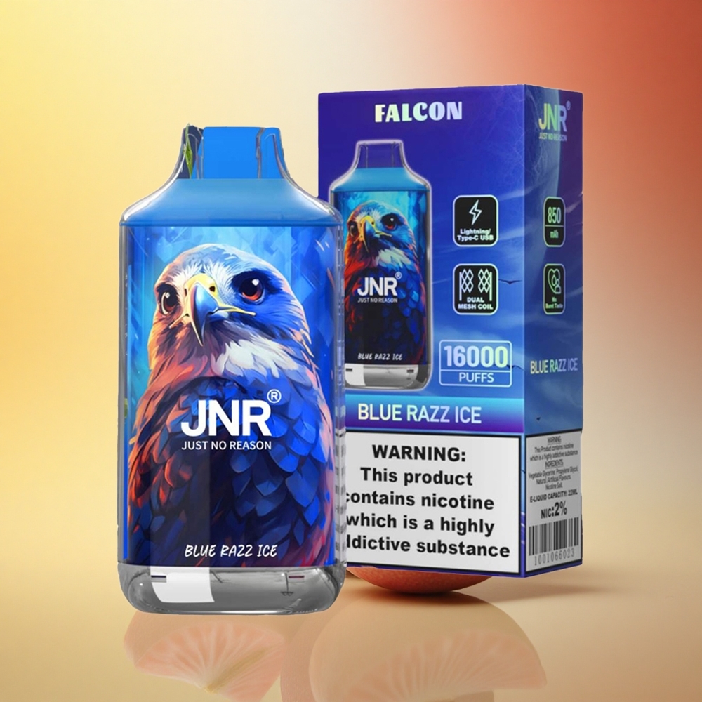 JNR Falcon 16000 Modra Malina Led 850 mAh 22ml Dual Mesh