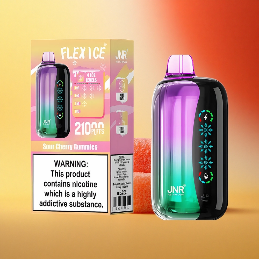 JNR Flex Ice 21000 Kisle Češnjeve Gumijaste Bonbone z Nastavljivim Ledom in 26ml E-tekočine