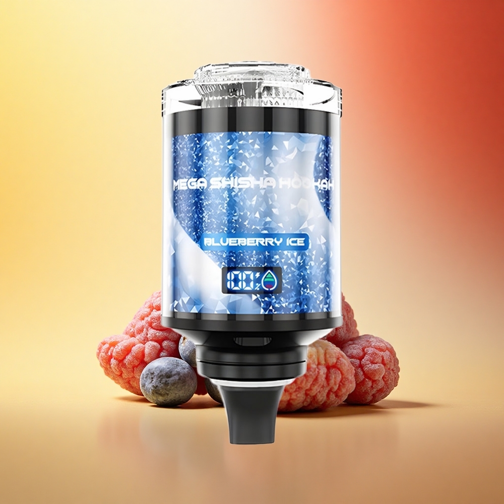 JNR Mega Shisha Hookah 100K Borovnični Led z 2200mAh in Nastavljivim Zračnim Tokom