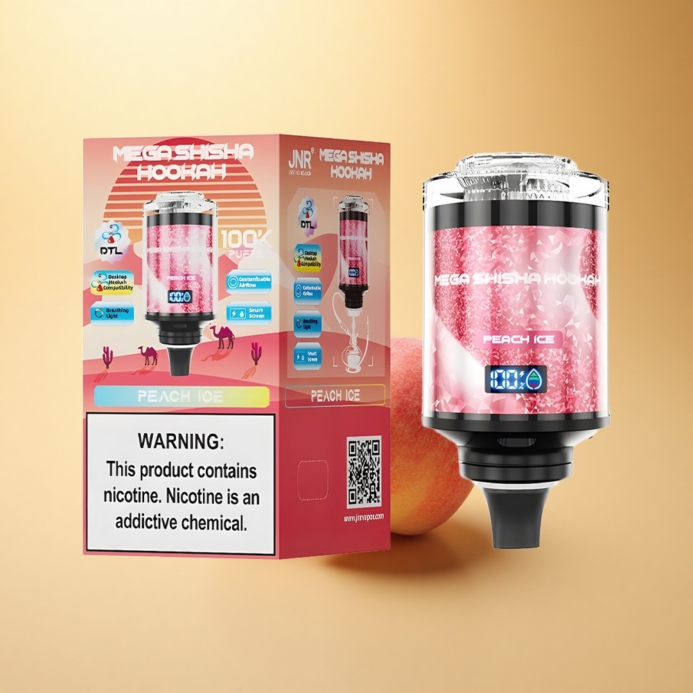 JNR Mega Shisha Hookah 100K Breskovi Led z 2200mAh in Nastavljivim Zrakotokom