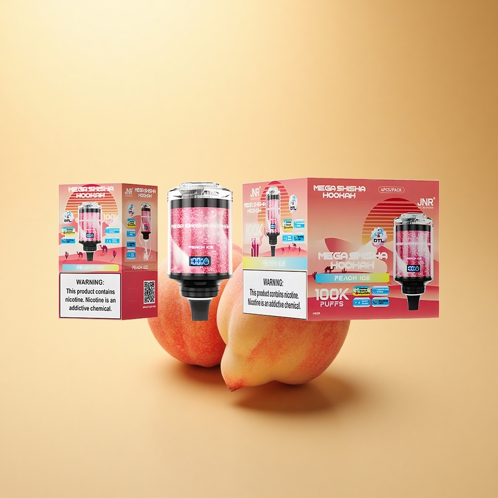 JNR Mega Shisha Hookah 100K Breskovi Led z 2200mAh in Nastavljivim Zrakotokom