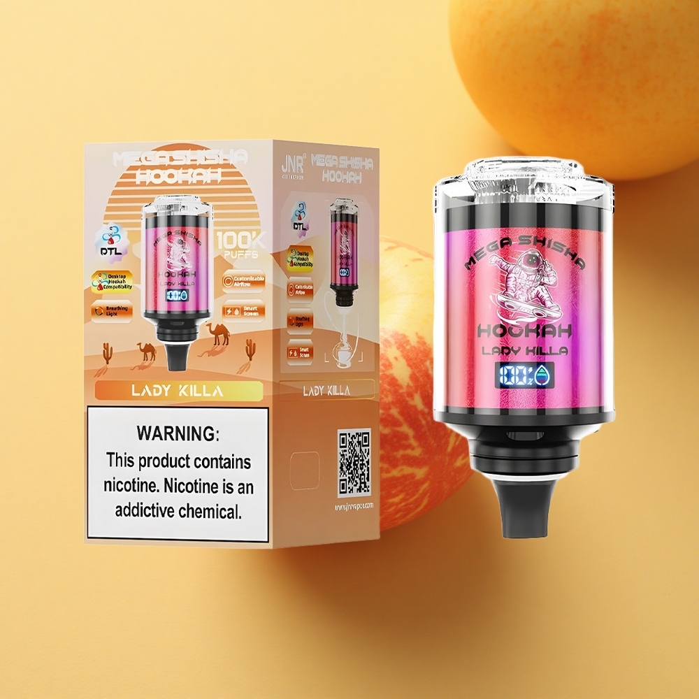 JNR Mega Shisha Hookah 100K Gospa Ubijalka Tip-C Hitri Polnilec 2200mAh