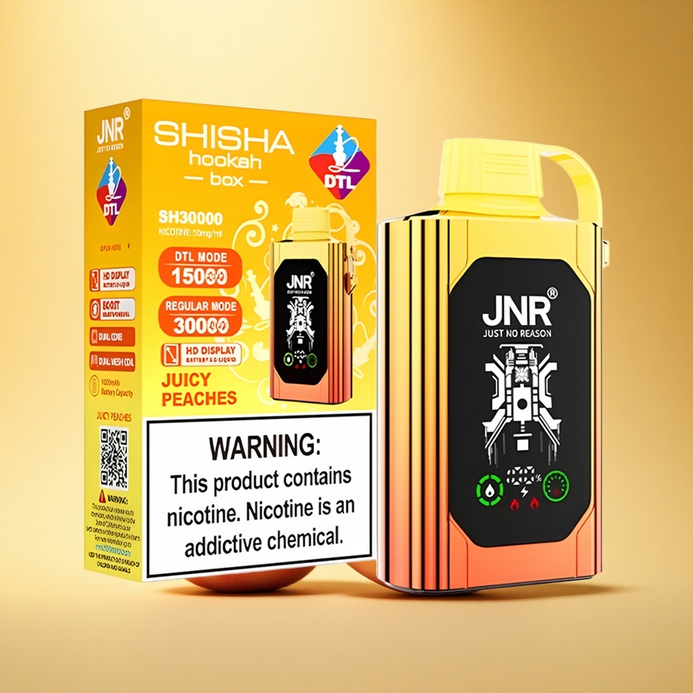 JNR Shisha Hookah Box 20500 Sočne Breskve HD Zaslon 1000mAh Dual Mesh