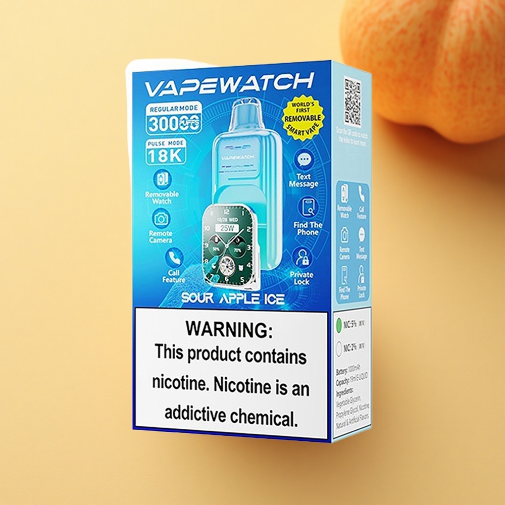 JNR VapeWatch 30000 Kislo Jabolčni Led z Dvojno Mrežo in Hitrim Polnjenjem