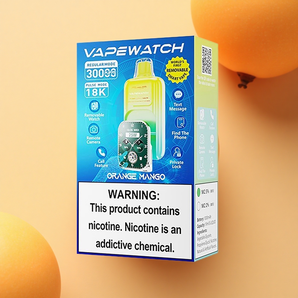 JNR VapeWatch 30000 Oranžno Mango Dual Coil Hit 1000mAh Type-C