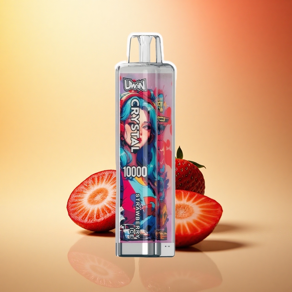 Uwin Crystal 10000 Puffs Jagodni Led z RGB Osvetljavo in 0,8 Ohm Mrežno Tuljavo