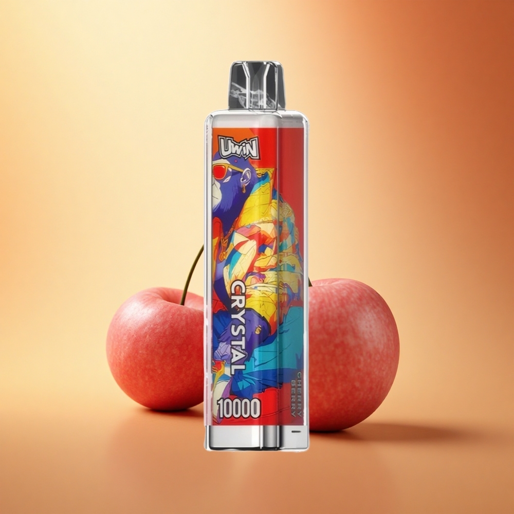 Uwin Crystal 10000 Puffs Češnjevi Jagodi RGB 0.8 Ohm Mrežasta Tuljava 18ml Tip-C Hitro Polnjenje