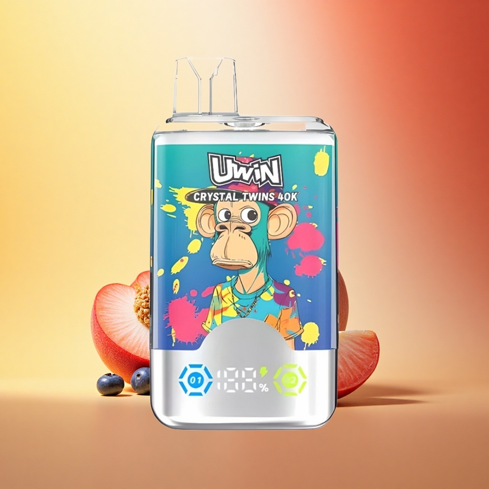 Uwin Crystal Twins 40000 Puffs Borovnica Na Ledu Poletna Breskev Led z 0,6 Ohm in 32ml